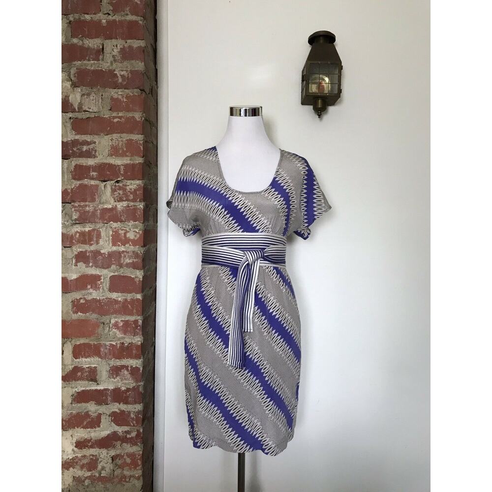 Plenty by Tracy Reese Easy Chemise Silk Sheath Dress Diagonal Striped Size 2